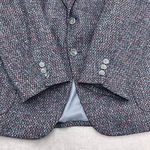 George Lawrence‎ Blazer Men 42 Black Red Wool Tweed Classic Career Jacket VTG - Picture 3 of 13